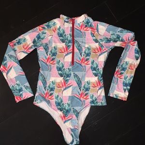 Long sleeve tropical swimsuit
